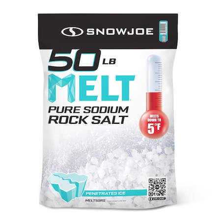 Snow Joe Pure Sodium Rock Salt Ice Melter, 50Lbs MELT50RS